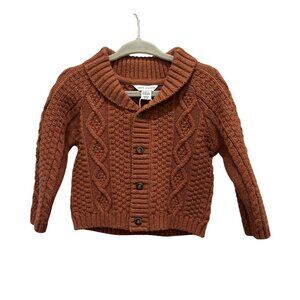 Janie and Jack Cable-Knit Cardigan Button Down Sweater Rust Size 6-12 Months